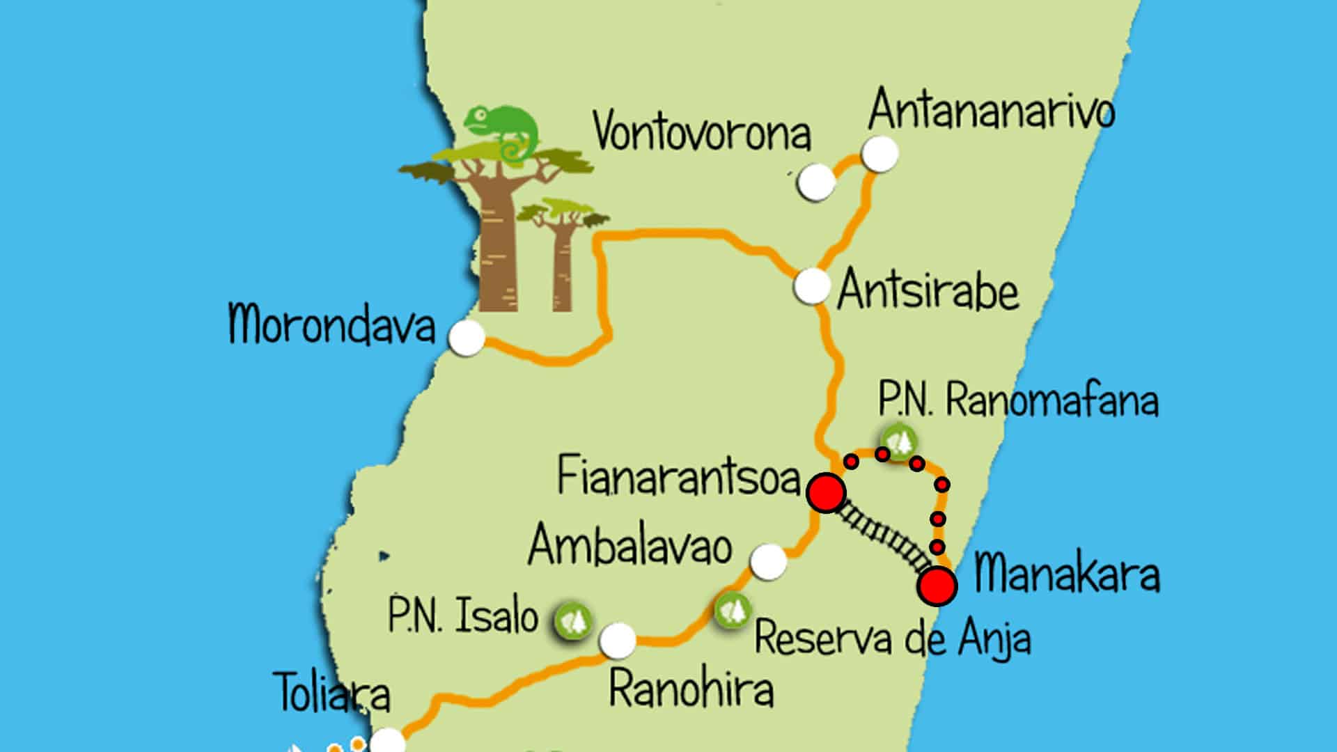 mapa Manakara Antsirabe