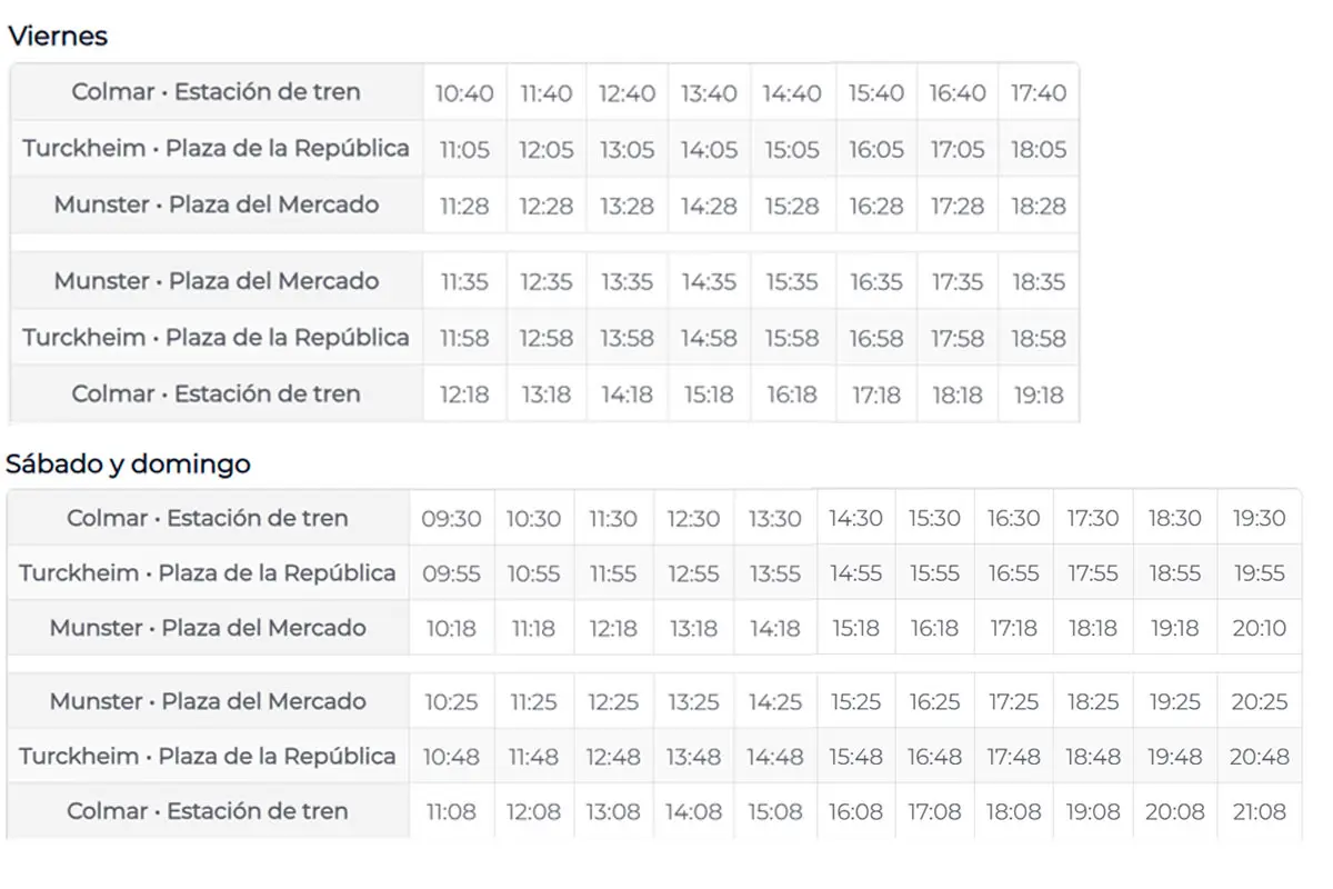 Línea 4 navettes de noel colmar Turckheim y Munster
