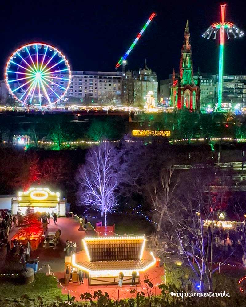 Mercado de Princes Street - Edimburgo en Navidad atracciones del mercado principal de Edimburgo en Navidad.
