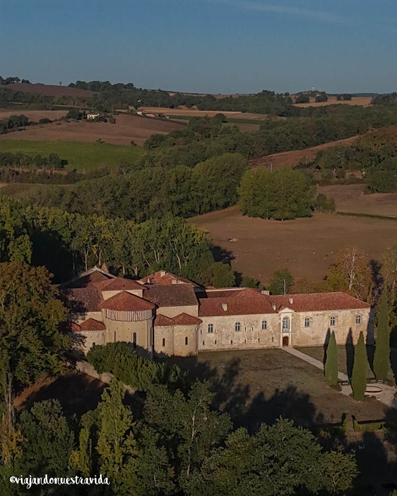 Abadía cisterciense de Flaran a vista de dron